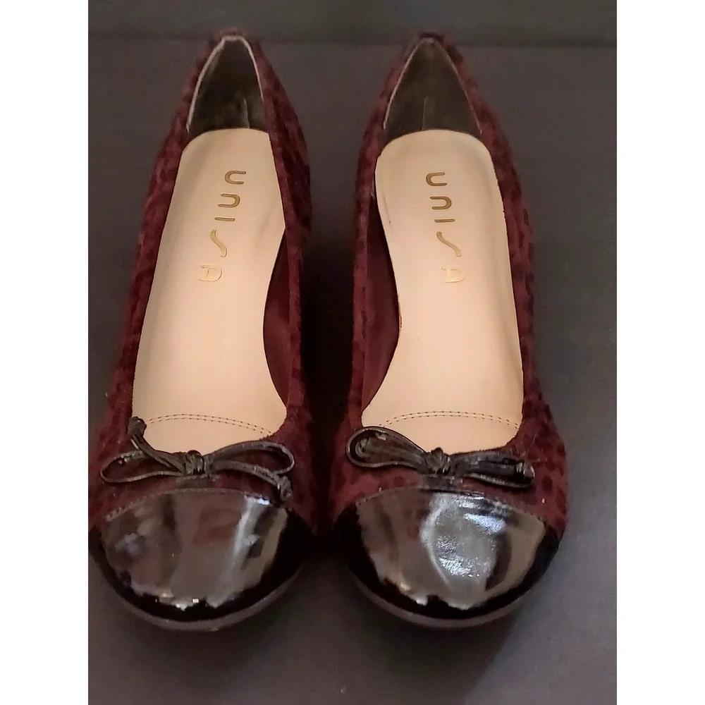 UNISA Brown Leopard Print Suede Feel Cap Toe Wedge Ballet‎ Pumps Size 9M